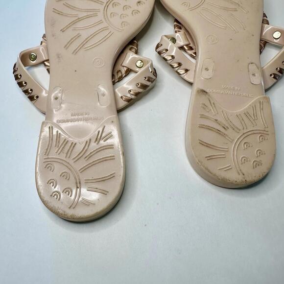 Jack Rogers Georgica Blush Pink Jelly Thong Sandals Size 9 Gold Leather MSRP $60 - Picture 6 of 8